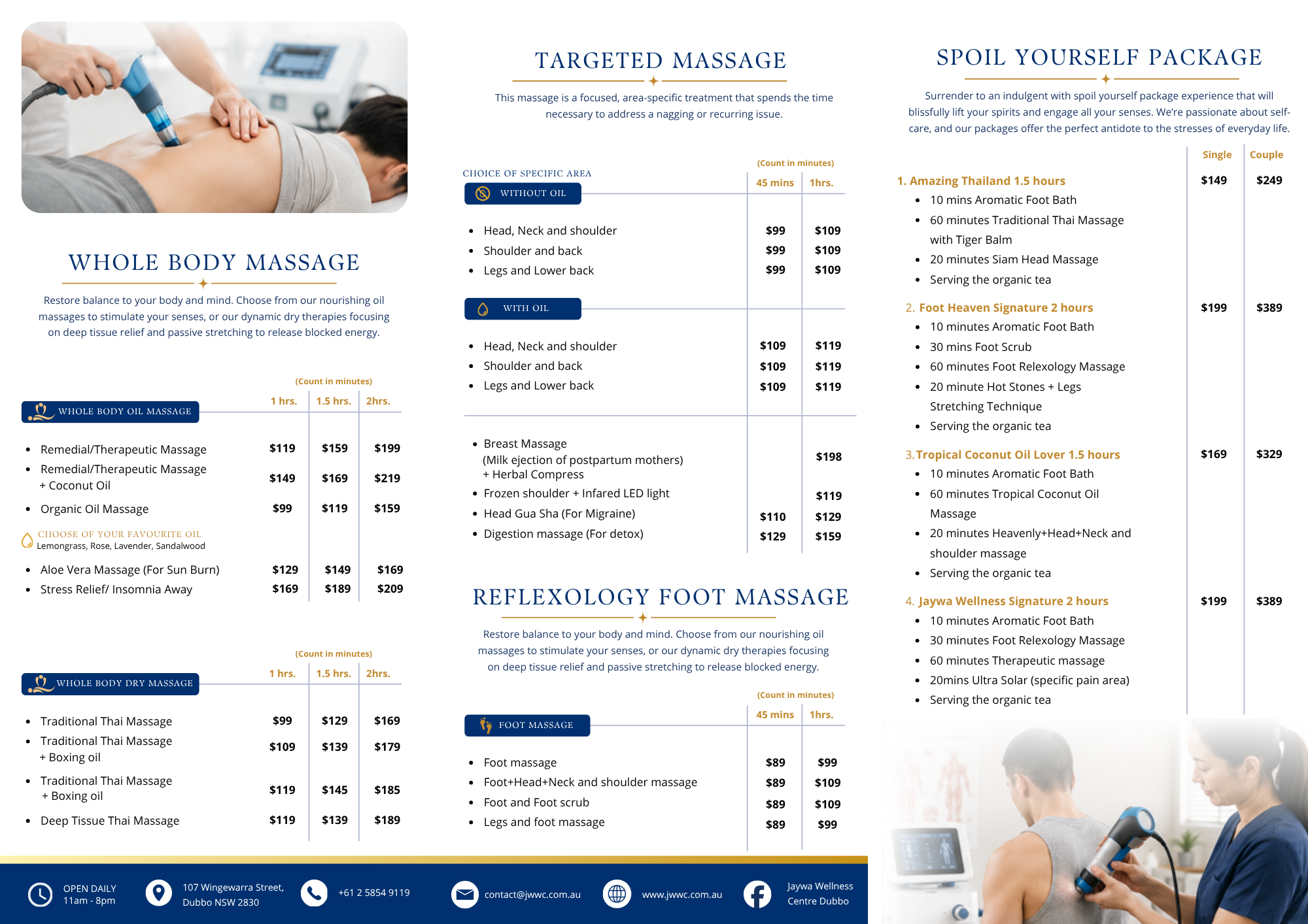 pricing and deetails of Jaywa Wellness Centre Dubbo